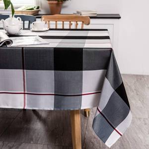 lot 20441 image: Melodieux Plaid Check Tablecloth Spill Proof Water Wrinkle Resistant Rectangle Table Cover Checkered Holiday Outdoor Tabletop Decoration Party Kitchen Dining Room, 60 x 102, Black