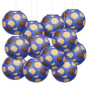 lot 20469 image: Novabright 12 Pcs Monster Party Paper Lanterns 10 Inch Monster Birthday Party Decorations Blue Hanging Ball Lanterns Cookies Themed Birthday Supplies for Baby Shower Home Ceiling Hanging Decor