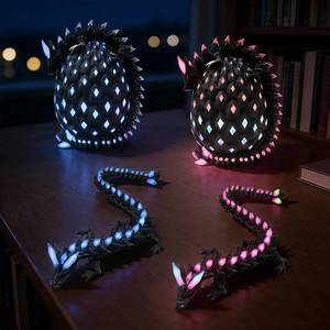 lot 20485 image: Tungole 2PC 3D Printed Dragon Egg Glow in The Dark with Matching Egg,UV Reactive 3D Printed Dragon Egg,Cool Crystal Luminous 3D Print Toys for Kids Boys Girls Gift