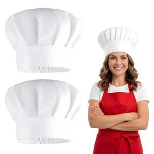 lot 20498 image: KFHENSOMR 2PCS Chef Hats for Micro Elastic Small Chef Hat White Chef Hat Polyester Cooking Cap Baker Chefs Hat for Adults for Baking, Cooking Parties, Art Classes and More