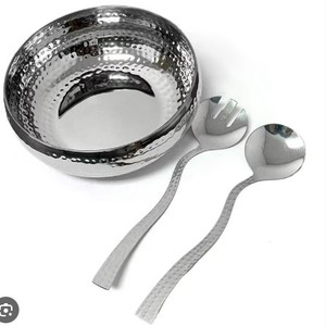 lot 1703 image: Sol Living Stainless Steel Mixing Bowl (1.02 gal - 3 Pc Set, Hammered)