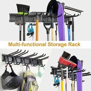 lot 1725 image: Storage Rack Wall Mount, Adjustable Rubber-Coated Hooks