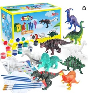 lot 2225 image: Baolon Paint & Play 10 White Dinosaurs with Color Paint 31 Pieces