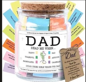 lot 2230 image: DAD Color Coded Bible Verses Jar with Cork Lid