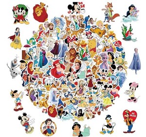 lot 4445 image: 100Pcs Disney Cartoon Sticker for Kids, Cute Disney Princess Waterproof Vinyl Decal for Teen Adult Girl Water Bottle Skateboard Notebook&nbsp
