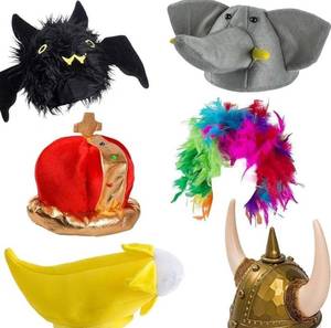 lot 5165 image: NJ Enterprise Group Funny Party Hats 6 Pc Dress Up Hats Set f-ab757