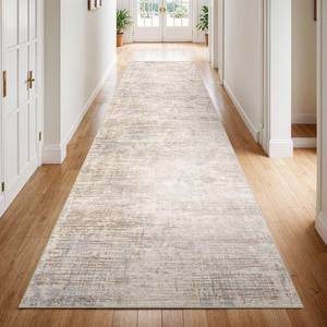 lot 1739 image: 3x10 Hallway Washable Runner Rug - Non-Slip Kitchen Rugs with Rubber Backing Abstract Low-Pile Carpet Runners for Laundry Room Home Decor Bedroom Bathroom Entryway (Ivory Beige Distressed,3x10)