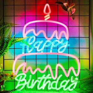 lot 1755 image: Happy Birthday Neon Sign Led Neon Lights Pink Neon Sign for Bedroom Led Sign USB Powered Neon Signs for Wall Decor Dimmable for Christmas Thanksgiving Birthday Party Girls Gifts