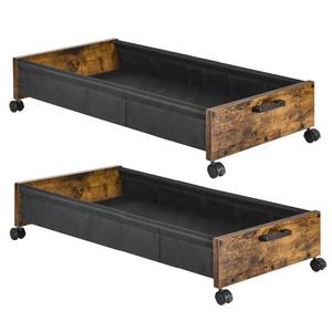 lot 1761 image: FOUCSSOMEI Under Bed Storage with Wheels, Wooden Under Bed Drawers On Wheels, Rolling Under Bed Shoe Storage, Space Saving, Rustic Brown,50L