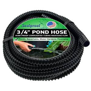 lot 1768 image: Sealproof 34 Dia Corrugated Pond Tubing 34-Inch ID, 20 FT Long, Black Kink Free Strong and Flexible Made in USA PVC Tubing