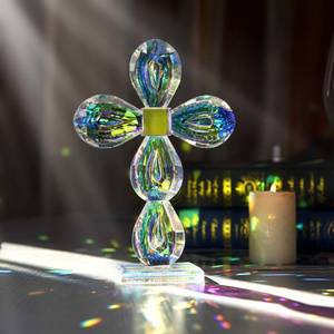 lot 1780 image: QFkris Crystal Standing Cross Figurine Tabletop Cross for Home Decor