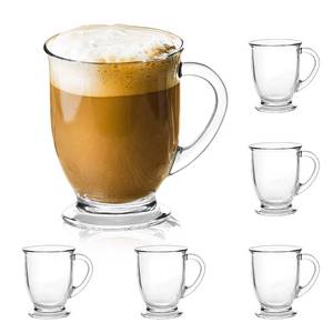 lot 1784 image: Accguan 15oz450ml Glass Coffee Mugs Clear Coffee Cups with Handles perfect for Latte, Cappuccino, Espresso Coffee, Tea and Hot Beverages, Set of 6