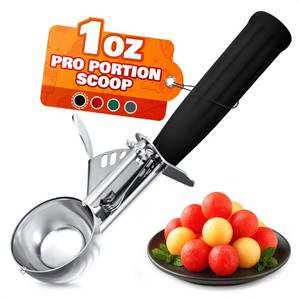 lot 2027 image: 1 Oz Ice Cream Scoop with Trigger #30 - Versatile 1 Oz Scoop for Gelato, Cookie Dough Baking, Sorbet & Meatballs - Rust-Resistant Stainless Steel, Easy to Clean  Great Portion Control for Daily Prep