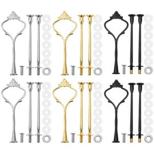 lot 2031 image: 6 Sets 3 Tier Cake Stand Hardware Tiered Tray Plate Hardware Kit Heavy Metal Cake Fruit Food Plate Stand Fitting Stacking Kit for Serving Dessert Cupcake Dish Food(Simple,Black, Silver, Gold)