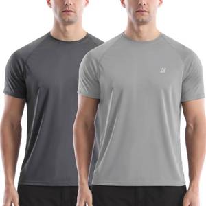 lot 2033 image: Roadbox Mens Rash Guard Short Sleeve, UPF 50 UV Sun Protection Swim Shirts, Quick Dry Lightweight Water Surf Beach T-Shirt L