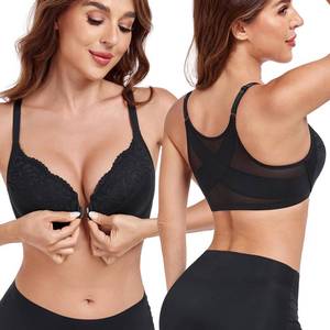 lot 2040 image: HACI Womens Front Closure Posture Bra Underwire Back Support(Black,38D)