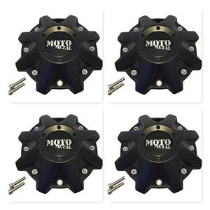 lot 2041 image: 4 Pack Moto Metal 970 479L214 BP-479-MOTO Satin Black Wheel Center Cap HT 005-019