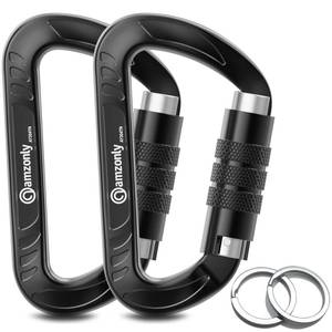 lot 2048 image: 3inch Auto Locking Carabiner Clips Heavy Duty, 12KN 2697lbs Lightweight keychain carabiners, Sturdy Twist Lock Caribeeners for Camping Hiking Hammock Swing Backpack, dog leash and Harness etc, Black