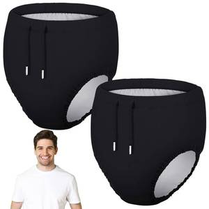 lot 2051 image: Glitopper 2 Pcs Reusable Adult Swim Diapers Special Needs Cloth Diaper Covers Washable Nappy Trunks Waterproof Leakproof for Postpartum Women Incontinence Protection Unisex(Black,M)