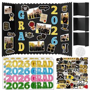 lot 2353 image: 4 Set Graduation Photo Trifold Poster Board, Class of 2026 Graduation Picture Display Boards with Colorful Grad Stickers, Photo Display Board for Grad Party Multiple Pictures Table Decor, 24 x 16 Inch