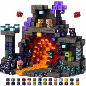 TREEHAC 100 Pcs 0.8 Inch Magnetic Blocks â Magnet Toys for Kids, Magnetic Block Cubes, Stackable Learning Magnets, School STEM Playsets and Birthday Gifts for Boys and Girls Ages 3+ (Theme:Cave)