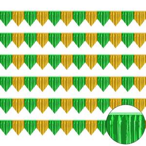 lot 2366 image: 6p Banner Metallic Foil Fringe Wall Hanging Tinsel Fringe Banners backdrop for Parade Floats Garland Wedding Birthday Parties Graduation Class St Patricks Day Anniversary Party Decorations(Green Gold)