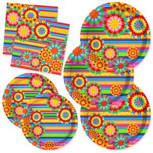 lot 2383 image: CC HOME 88PCS Cinco De Mayo Paper Plates Napkins Retro Flowers Disposable Tableware Set Baby Shower Party Supplies Tissue Mexican Fiesta Theme Cutlery Sets Serves 24 Guests