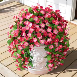 lot 2398 image: Artificial Fake Hanging Flowers for Outdoors, 2 Pcs Artificial Hanging Plants Outdoors Spring Summer Decor, UV Resistant Faux Violet Silk Flowers for Planters Front Door Yard Garden(Deep pink)