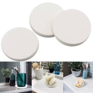 lot 2421 image: Mucco Water Absorbing Stone Tray for Sink, Water Absorbent Diatomite Coasters, Premium Diatomaceous Earth Soap Holder Dish��Fast Drying Stone Sink Tray for Hand soap & Cups & Drinks Bottles (3 White)