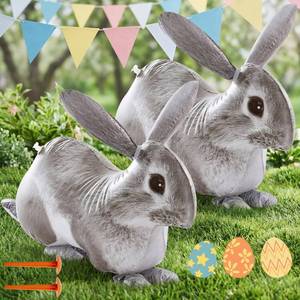 lot 2445 image: Liliful 2 Pcs 24 Inch Long Inflatable Rabbit Lifelike Inflatable Bunny Toy Figure Blow up Rabbits for Yard Decoration for Livestock Theme Party, Pool, Birthday, Vbs, Photo Prop, Easy to Inflate