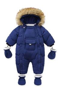 lot 2470 image: ZYXKTA Baby Snowsuit One-Piece Thickened Winter Jumpsuit for Toddler With Gloves & Booties Zip-Up Hooded Warm Down Coat