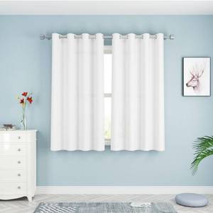 lot 2484 image: UPOPO White Curtains Privacy Curtains 45 inches Long Linen Textured Kitchen Semi Sheer Drapes Living Room Bedroom Basement Window Curtain 2 Panels Grommet Top