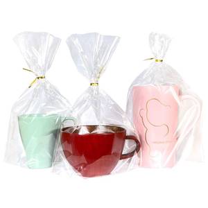 lot 2486 image: PigPotParty Cellophane Bags 8x11 Inch, 50 Pack Clear Plastic Gift Bags with Bottom Gusset for Stand-Up Display, Medium Cello Gift Wrap for Goodies, Treats, Party Favors, Mugs, Includes 50 Gold Ties