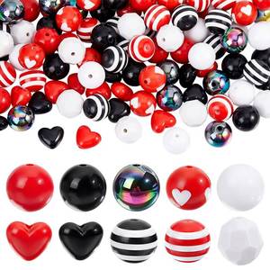lot 2490 image: PH PandaHall 100pcs Chunk Bubblegum Beads 20mm Black Red Beads 16x19mm Heart Spacer Bead Large Focal Bead for Mothers Day Wedding Pen Jewelry Bracelet Necklace