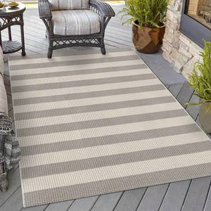 OJIA Outdoor Area Rugs 4'x6' Striped Patio Rug Washable Woven Camping Rug