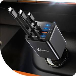 lot 4107 image: DreamBee Retractable Car Charger,108W 6 in 1 Super Fast Car Phone Charger with 3 Cords 31.5INCH, USB C Car Charger Adapter for iPhone 1716151413 Pro Max XR,iPad,Samsung,Pixel