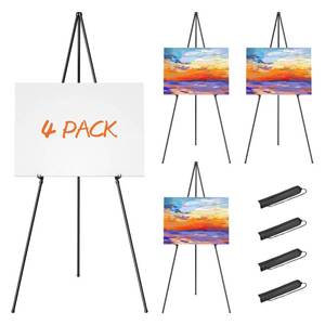 lot 5187 image: Easel Stand for Display, Aredy 63 Portable Painting Easel, Lightweight Metal Easels for Painting Canvas, Wedding Sign (4 Pack)