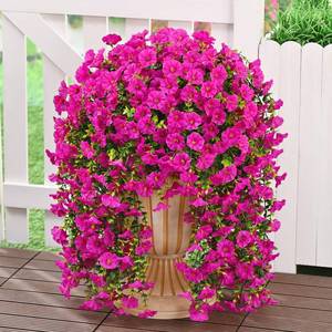 lot 5195 image: MARTINE MALL 2 Pcs Look Real Artificial Flowers for Outdoors, Realistic Artificial Hanging Flowers for Outdoors, UV Resistant Fake Hanging Plants Silk Petunia Faux Flowers for Porch Patio, Fuchsia