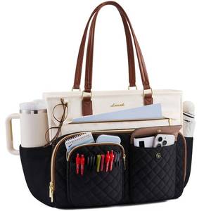lot 5214 image: LOVEVOOK Teacher Tote Bag for Women Work, Laptop Bag with Large Cup Holder, Nurse Bag with Multi Pocket, Water-Resistant Business Travel Computer Briefcase Handbag Diaper Bag Mother Gift, 15.6 Inch