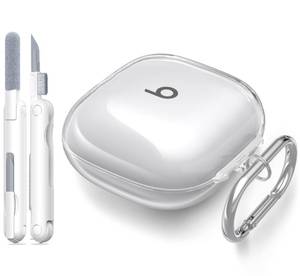 lot 6317 image: RFUNGUANGO for Beats Powerbeats Pro 2 Protective Case, Soft Transparent TPU Shockproof Protective Case for Beats Powerbeats Pro 2 Accessories with Cleaning Kit and Keychain -White