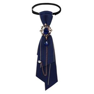 lot 6320 image: LHXzizizi Pre-tied Bow Ties for Women, Adjustable Womens Tie with Rhinestone for Party School Formal Prom Banquet (Navy Blue)