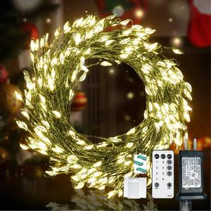 lot 6354 image: Dailyart Fairy Lights Plug in, 300 Led Warm Twinkle Fairy Lights with Remote Timer 26Ft 8 Modes Cluster Lights for Bedroom Garland Wreath Party Window Wedding Christmas Tree Decoration Green Wire