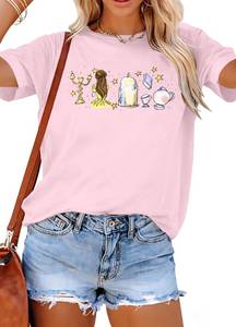 lot 6375 image: Magical Shirt for Women Magic Kingdom Shirt Castle Graphic Tee Casual Family Vacation Holiday Short Sleeve Tops Pink