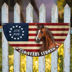 lot 6376 image: FLAGWIX American 250 Patriotic Horse Fan Flag - Polyester Double-sided Yard Flags For Outside 1.5x3 ft - 4th of July Decorations for Home Yard Garden Decor Banner, Gifts For Men Women