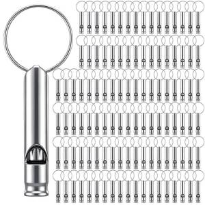 lot 6405 image: Simgoing 200 Pieces Emergency Whistle with Keychain Aluminum Survival Whistle Loud Safety for Life Saving Camping Hiking Boating Hunting Fishing Hunting Outdoors Sports Pets Training(Silver)