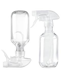 lot 6430 image: TERESRY 2 Pack 360° Spray Bottles, 10 oz Plastic Small Containers with Adjustable Spray Nozzles, Spray Bottles for Hair, Cleaning Solutions, BBQ and Plants Clear