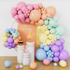 lot 6434 image: Pastel Rainbow Balloons Arch Garland Kit Different Sizes 18 12 5 Inch Latex Balloon Assorted 114Pcs Pastel Color Party Ballons Arch for Birthday Baby Shower Wedding Anniversary Party Decorations.