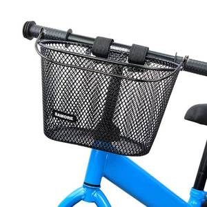 lot 6439 image: SAMORE Front Bike Basket for Kids Metal Black Bicycle Baskets for Girls & Boys Children Bicycle Basket with Handle Fits Triycle, Scooter, Balance Bike