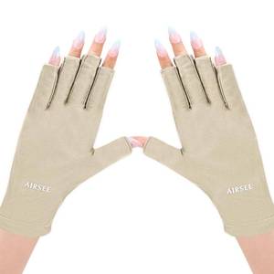 lot 6452 image: AIRSEE UV Gloves for Nail Lamp,Professional UPF50 UV Protection Gloves for Manicures Nail Art,Fingerless Gloves That Shield Skin from The Sun and Nail Lamp (Nude) size small
