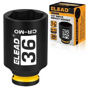 lot 6458 image: ELEAD 36mm Socket 12 Drive Deep Impact Socket, Metric 6 Point 12-inch Drive Impact Axle Nut Sockets, CR-MO Nut Socket Set, Oil Filter Sockets, Tools for Easy Removal of Axle Shaft Nuts